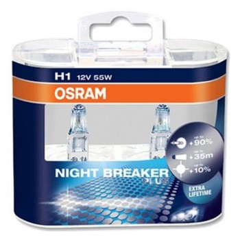 Лампа галогеновая Osram NIGHT BREAKER PLUS Н1 +90% комплект (EUROBOX)